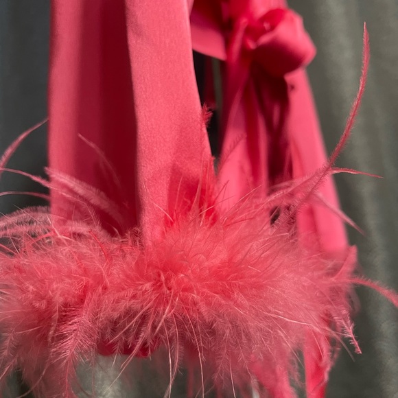 SOLD Twik Pink Crop Top - Tie Up Crop Top - Barbiecore - Feathers - Picture 2 of 4